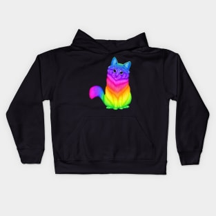 Neon Rainbow cat Kids Hoodie